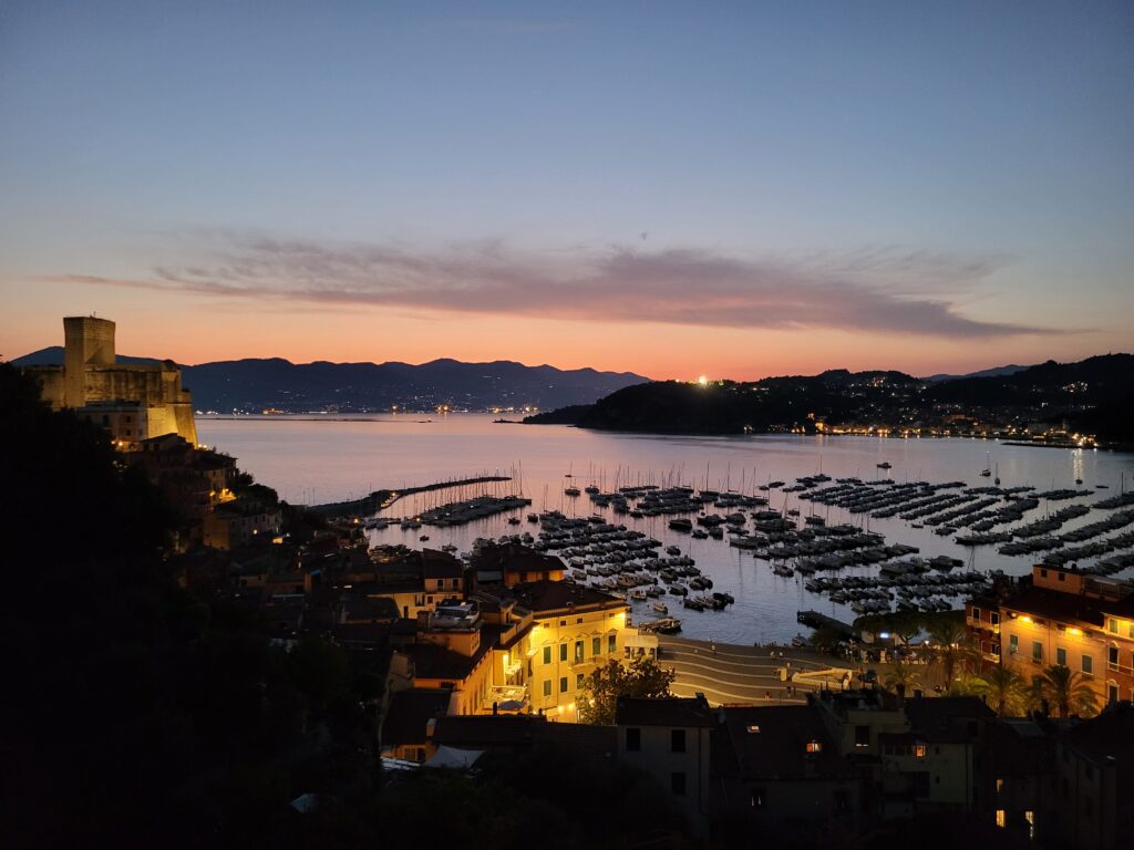 Night View from Doria Park Hotel overlooking The Poet's Gulf