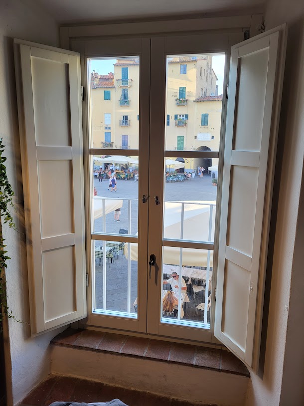 View from Lucca, Italy AirBNB overlooking Piazza dell'Anfiteatro