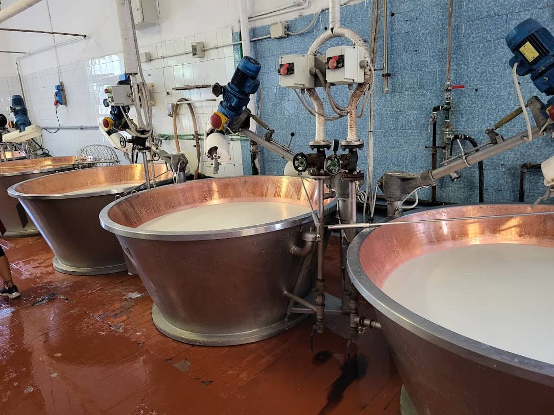 View of Caseificio Ugolotti machinery to make Parmesane cheese 