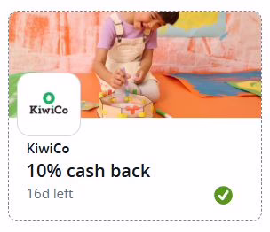 A Chase Bank 10% cash back offer for KiwiCo.