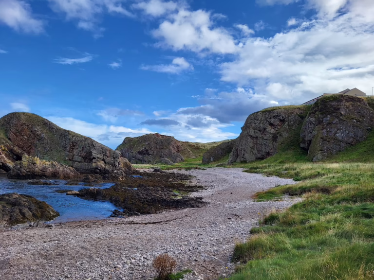 Portknockie Scotland rocks and gravel path
