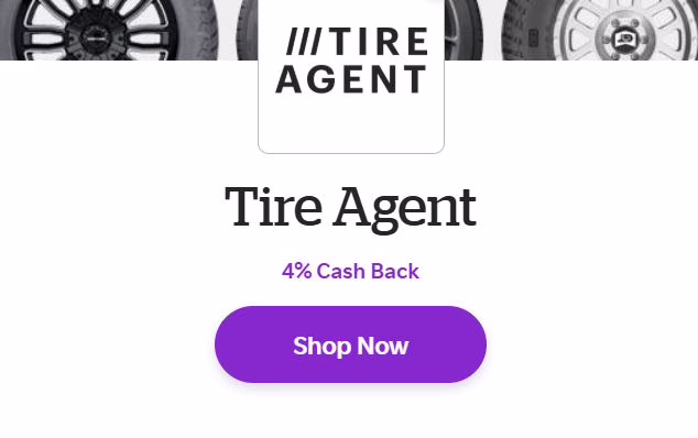 A Rakuten offer for Tire Agent giving 4% back.
