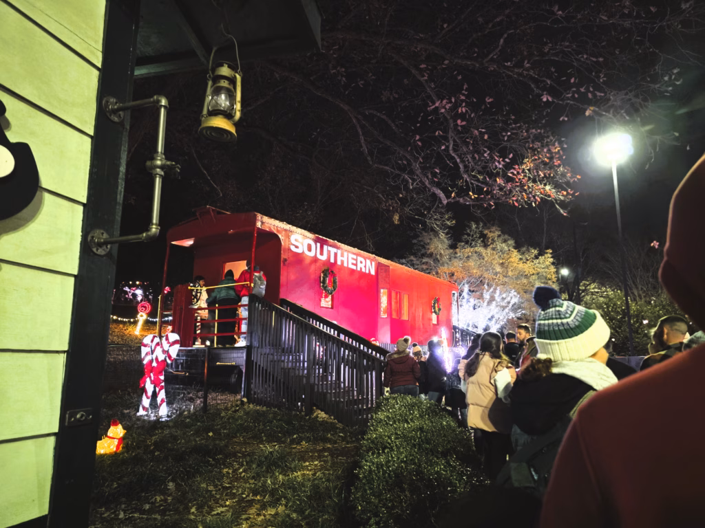 Train-caboose-where-Santa-meets-kids-at-Pullen-Park-Holiday-Express