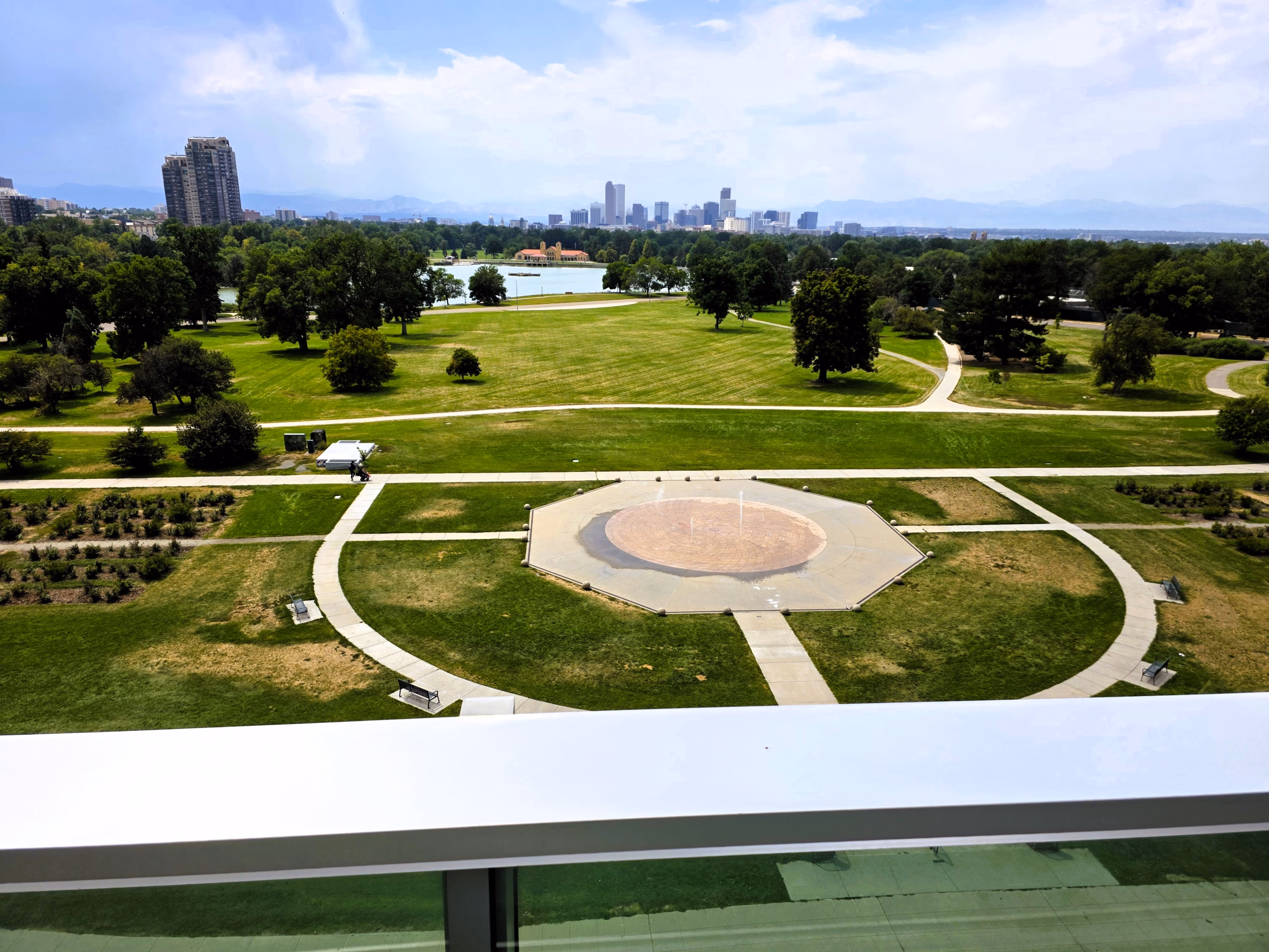 Den museum nature science view from sjy terrace of fountain and grounds