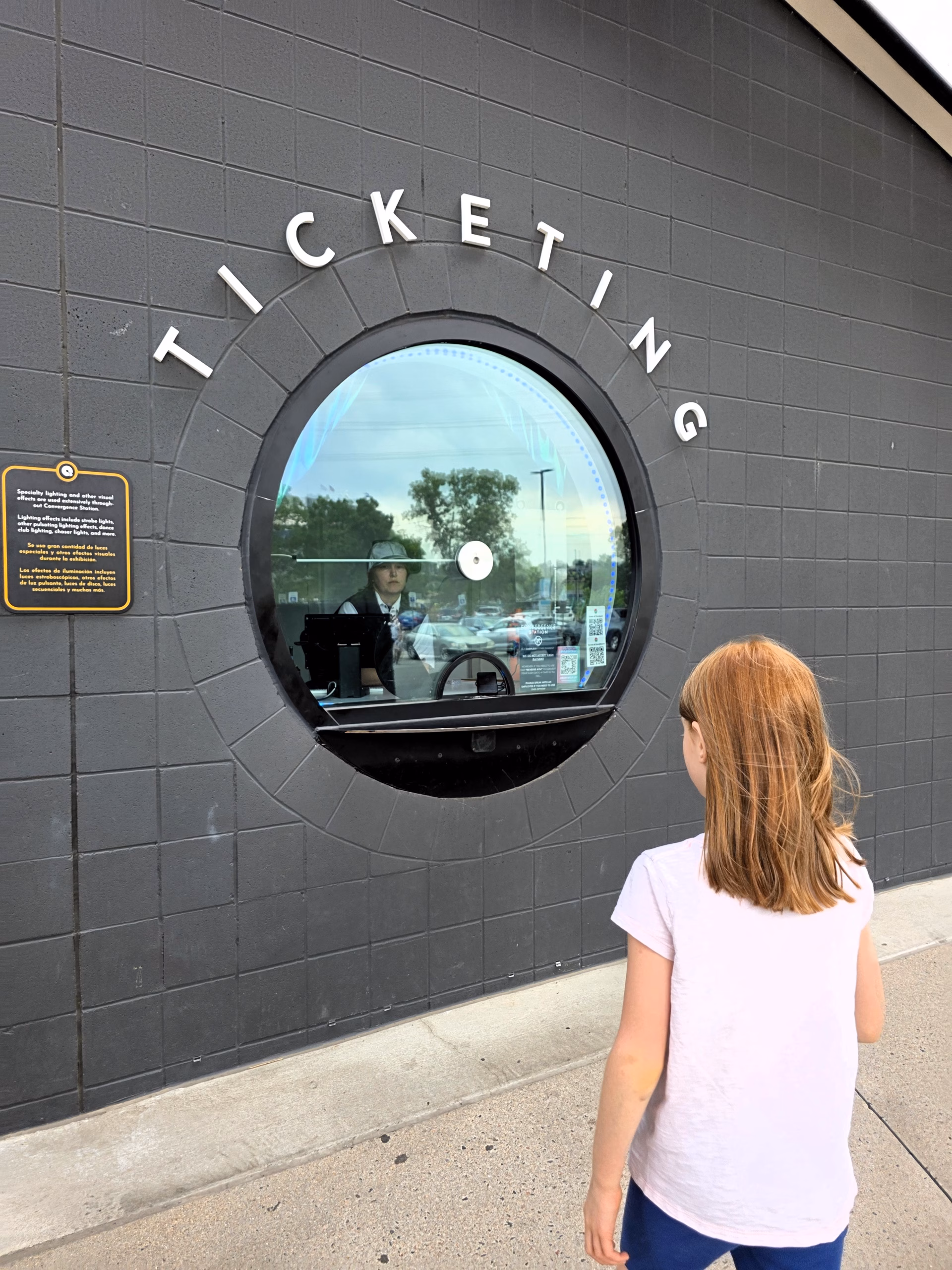 Outdoor ticket counter at Meow Wolf Denver Convergence Station