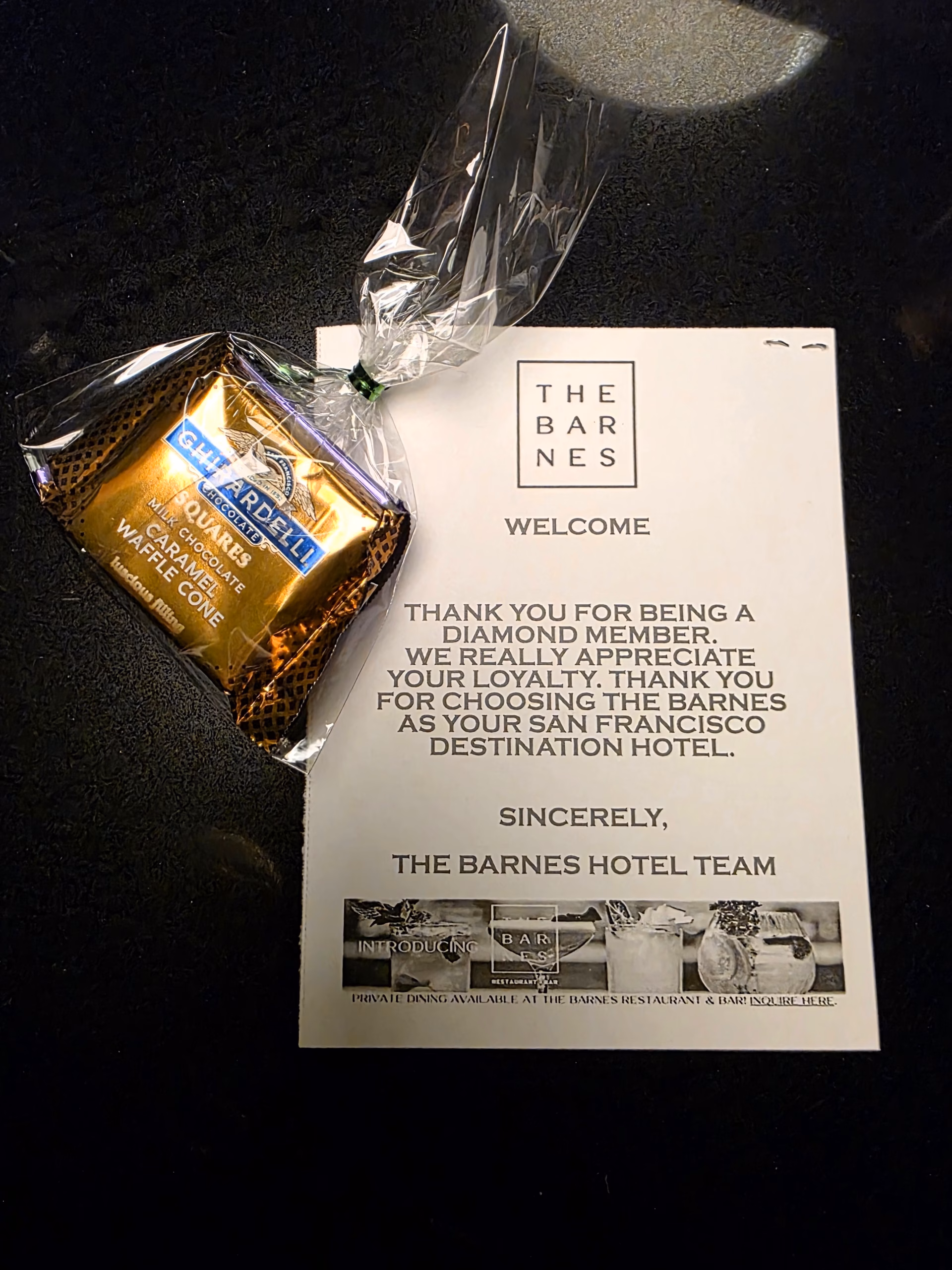 San-Fran-The-Barnes-Hilton_welcome_note_chocolate-diamond-member